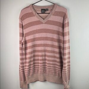 A/X Armani Exchange Men's Striped V-Neck Sweater Size L